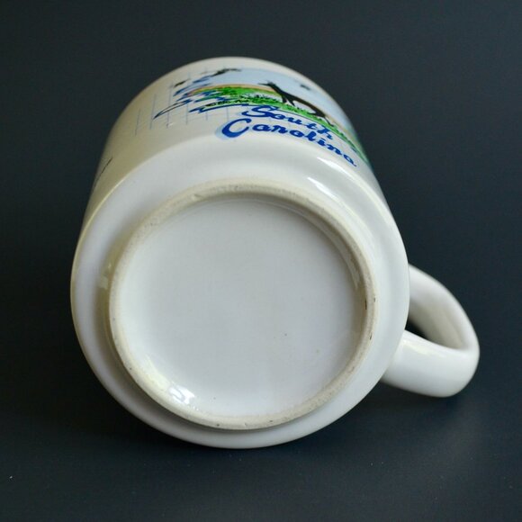 South Carolina Vintage 90s Coffee Mug White Blue Interior Ceramic - Picture 7 of 7